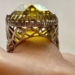 Yellow faux Gemstone Filigree Ring size 10